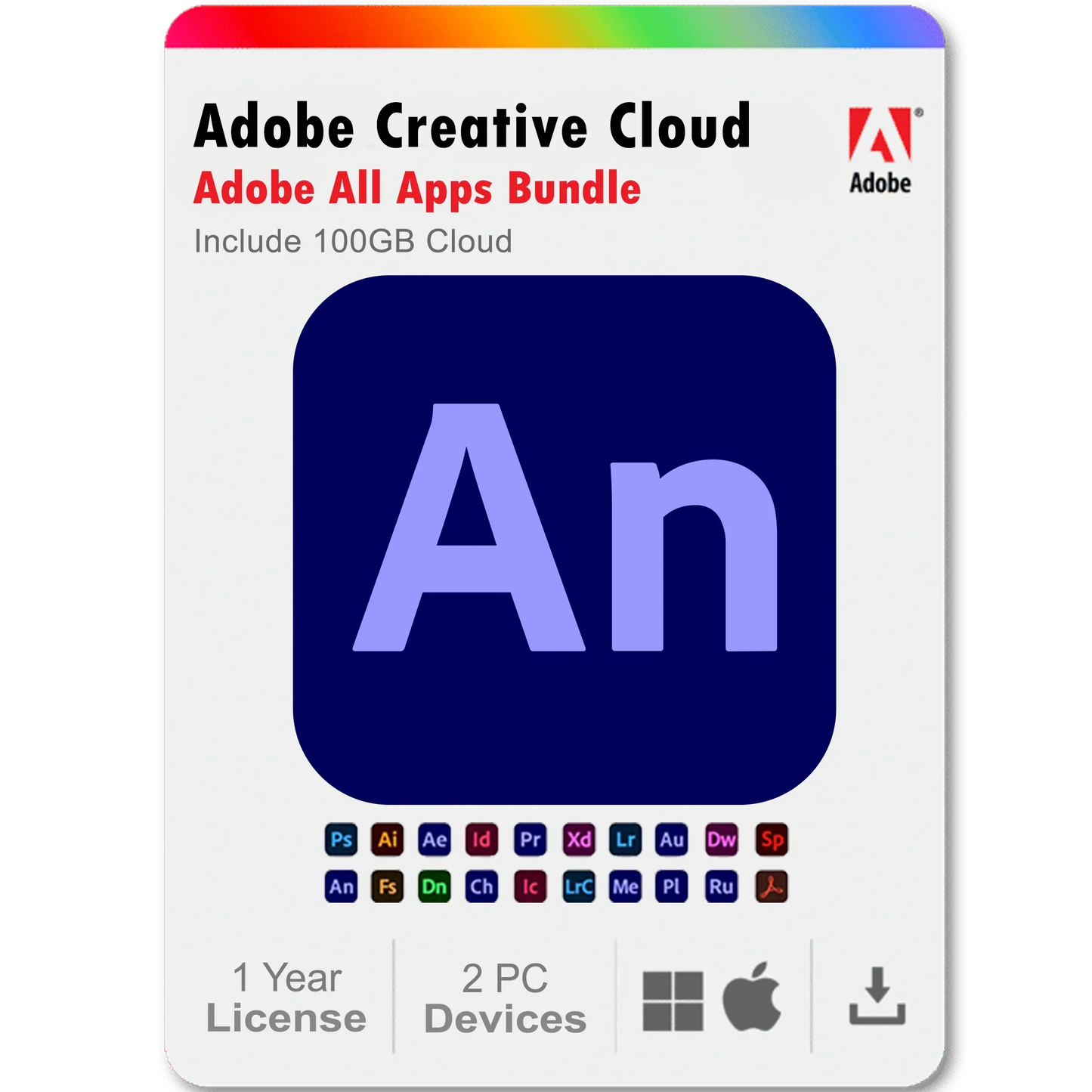 Adobe Animate 1 Year Subscription All Adobe Creative Cloud Apps Bundle